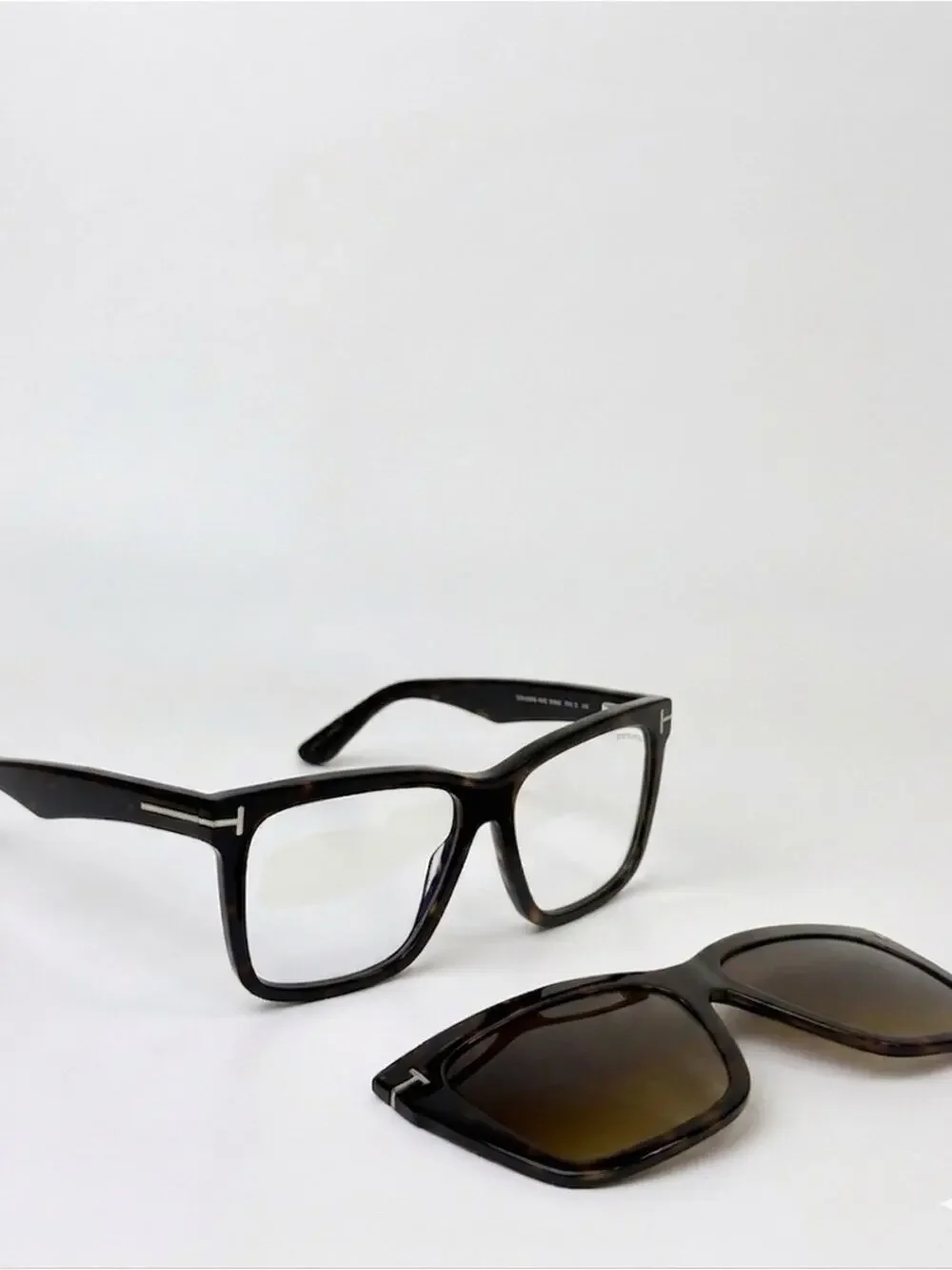 New Tom Ford FT6069-B 001 Black Clip-On Sunglasses and Black Frame Eyeglasses